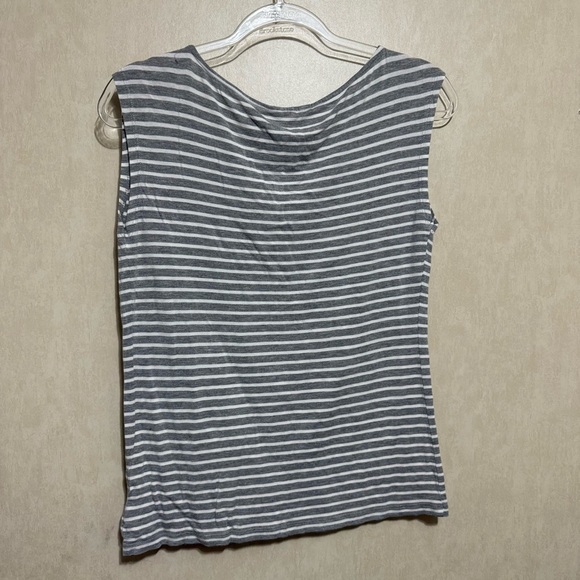 Michael Kors Gray White Striped Keyhole Tank Top - Picture 3 of 5